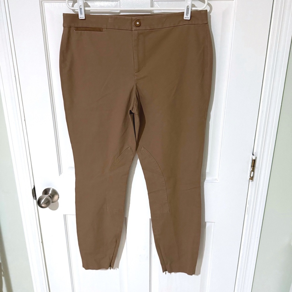Lauren Ralph Lauren Tan Brown Equestrian Riding Pants Skinny Ankle Zip Size 12